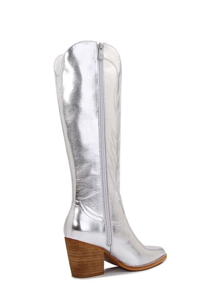 Metallic Knee High Cowboy Boots - Stylish Western Fashion