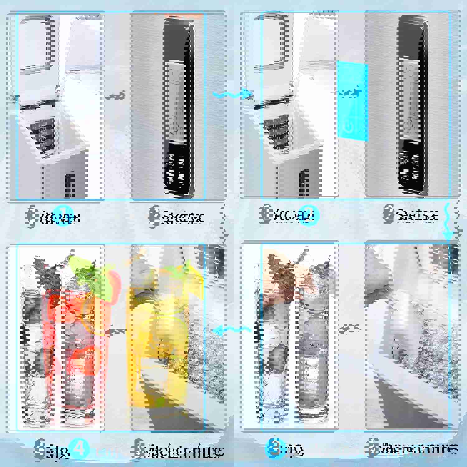 Portable Counter-top Ice Maker Machine for Crystal Ice Cubes in 48 lbs/24H with Ice Scoop