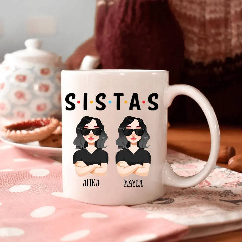 Personalized Custom White Mug - Juneteenth, Birthday Gift For Friends, Besties - Sistas Forever