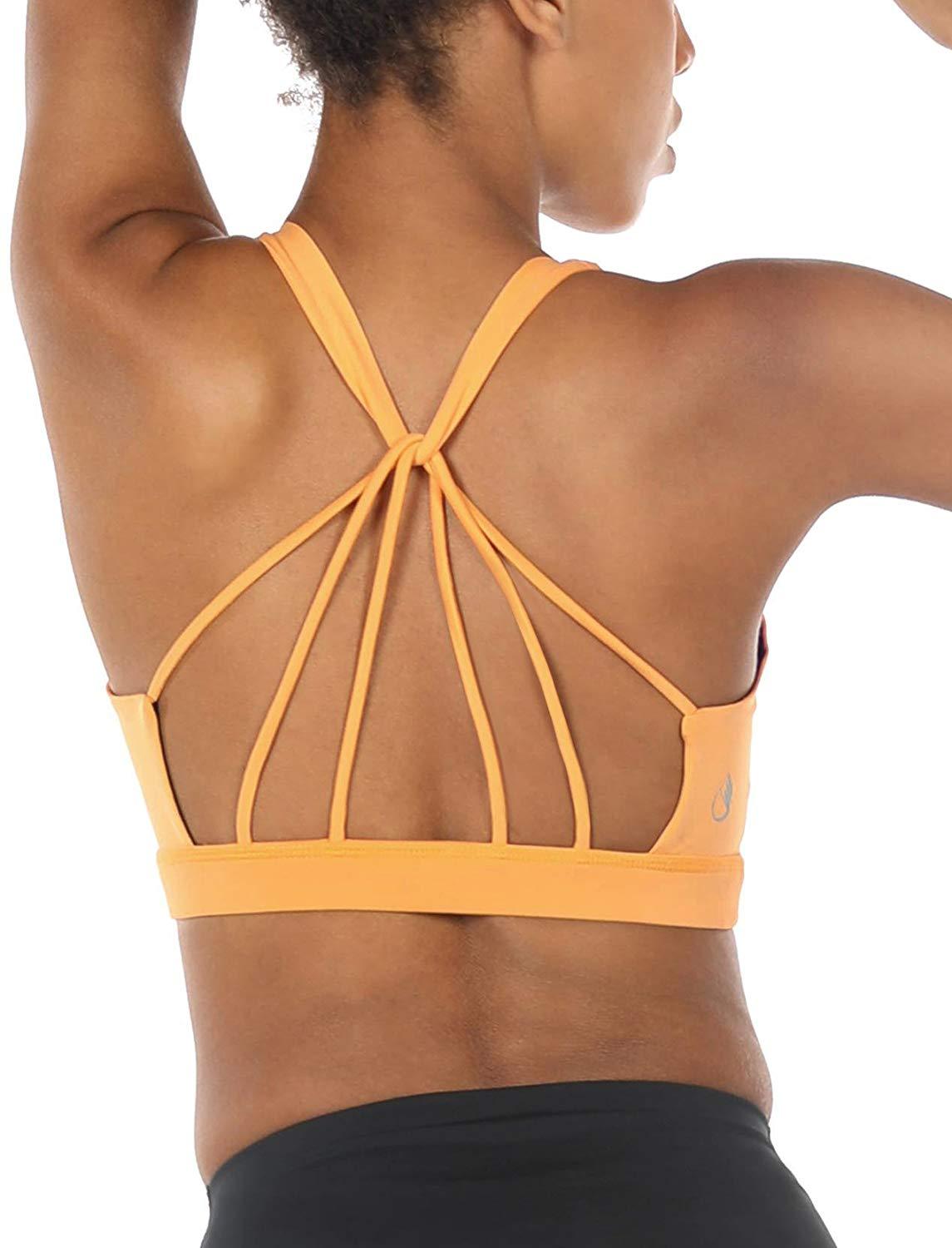 icyzone Padded Strappy Sports Bra for Women - Yoga Tops & Activewear