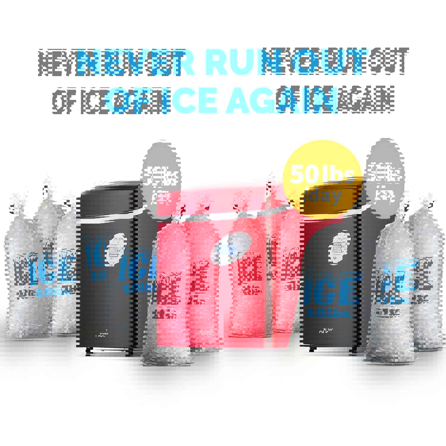 NewAir Countertop Ice Maker, 50 lbs. of Ice a Day, 3 Ice Sizes, BPA-Free & Self-Cleaning