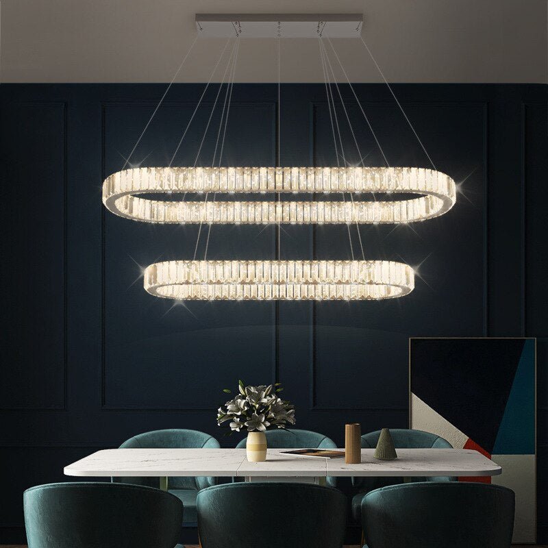 MIRODEMI® Oval Modern Crystal Chandelier for Living Room, Dining Room, Kitchen Island