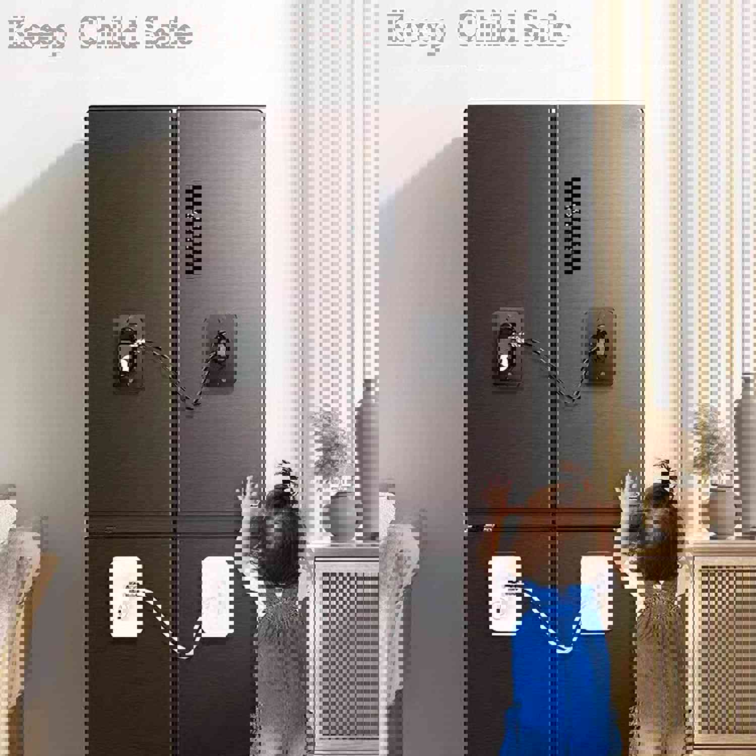 Child Proof Refrigerator Door Lock - No Tools Needed, Easy Installation