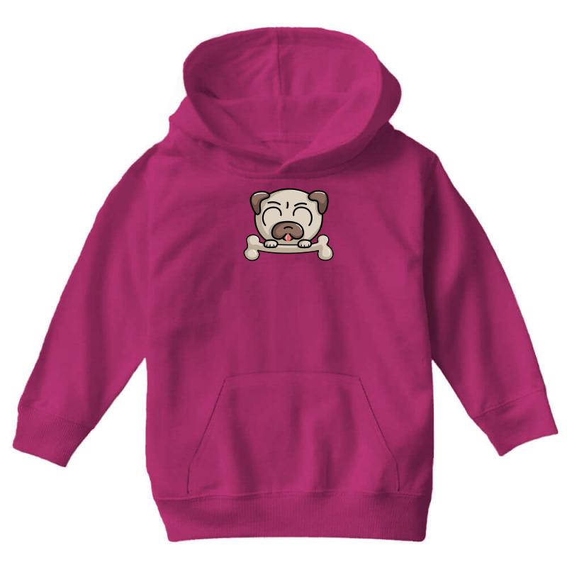 Cute Pug Dog Youth Hoodie - Soft and Stylish