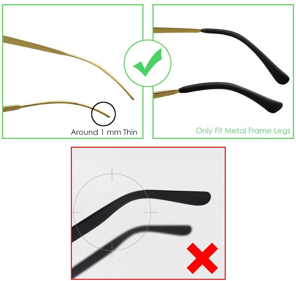 6 Pairs Silicone Eyeglass Ear Sock Replacement Tips for Thin Metal Frames