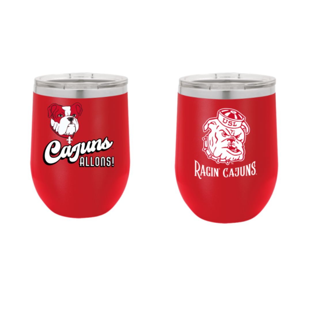 Vintage Louisiana 12oz Red Stainless Wine Tumblers