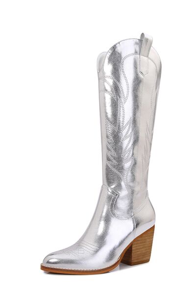 Metallic Knee High Cowboy Boots - Stylish Western Fashion