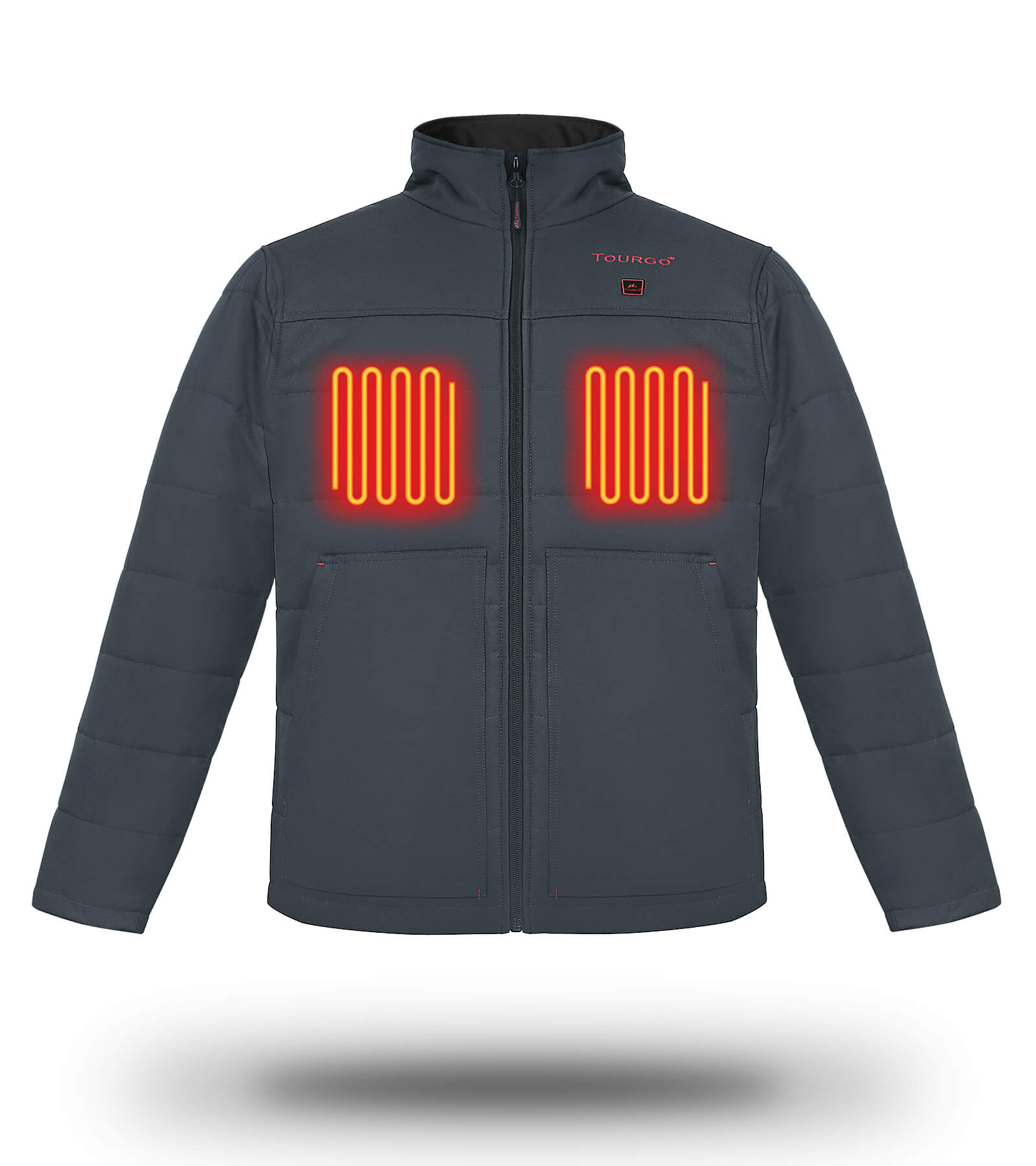 Tourgo Grey Battery Heated Work Jacket for Men - 12V 16000mAh Battery for Outdoor Work and Activities