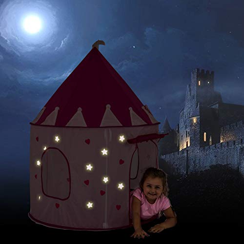 FoxPrint Princess Castle Play Tent with Glow in The Dark Stars for Kids