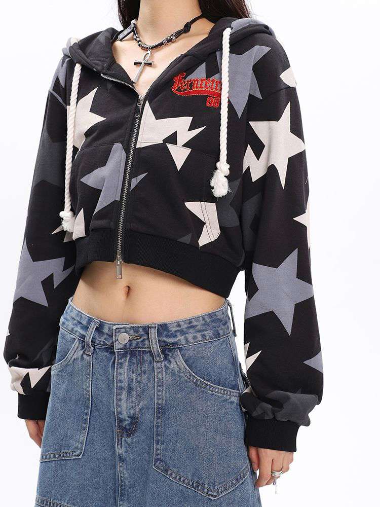 Christmas Gift Harajuku Vintage Zip Up Jacket for Women