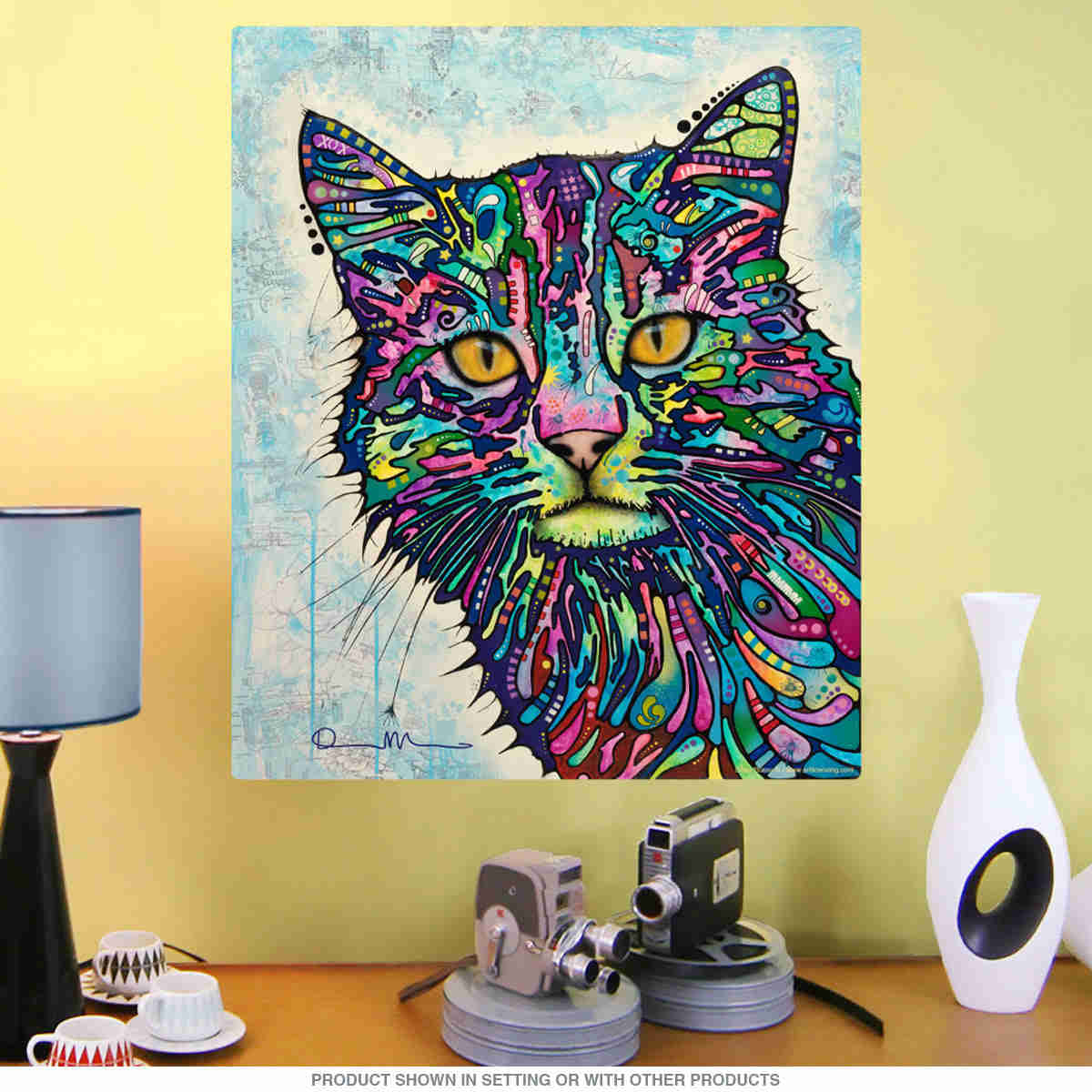 Diligent Cat Dean Russo Pop Art Wall Decal - Colorful Modern Art Sticker