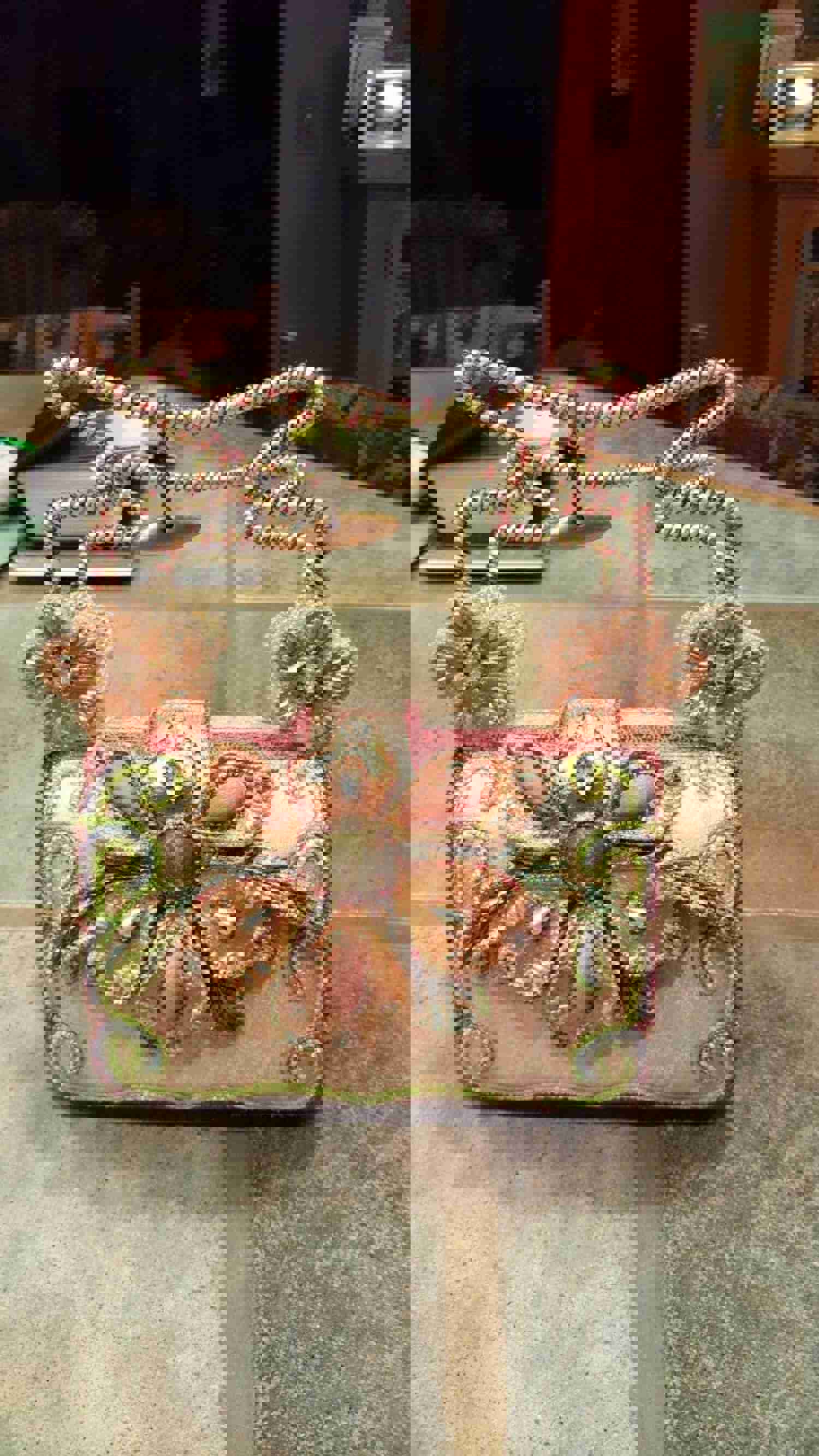 Mary Frances Pink Beaded Hand Bag with Big Flower Design - Retired Collection