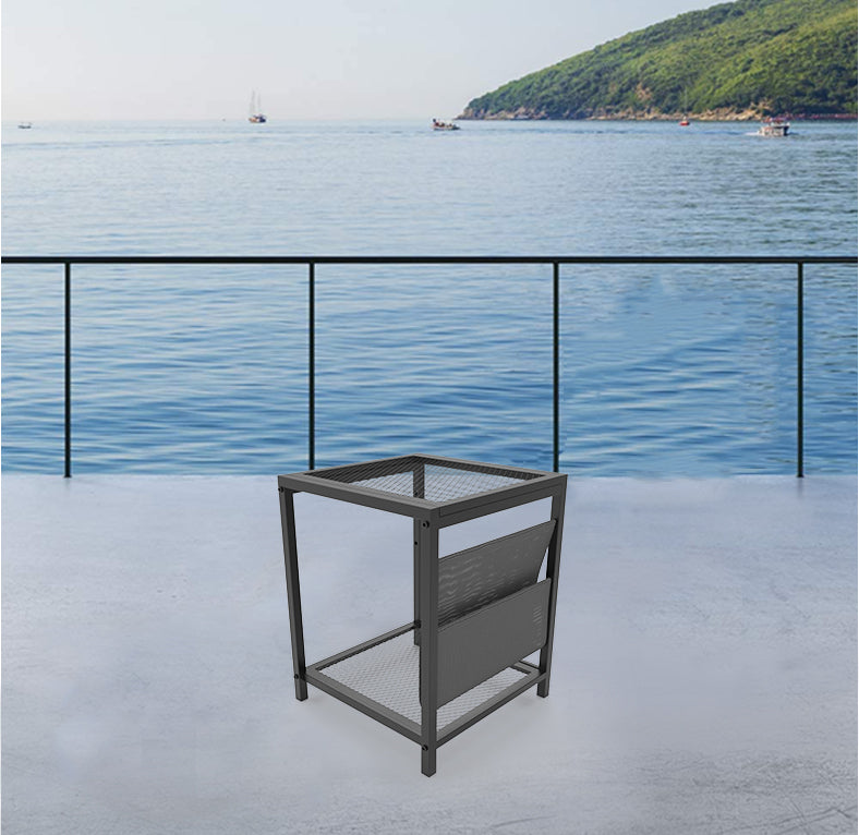 Outdoor Patio Furniture 3-Piece Set - Garden Armchair & Coffee Side Table (Black Frame, Modern Design)