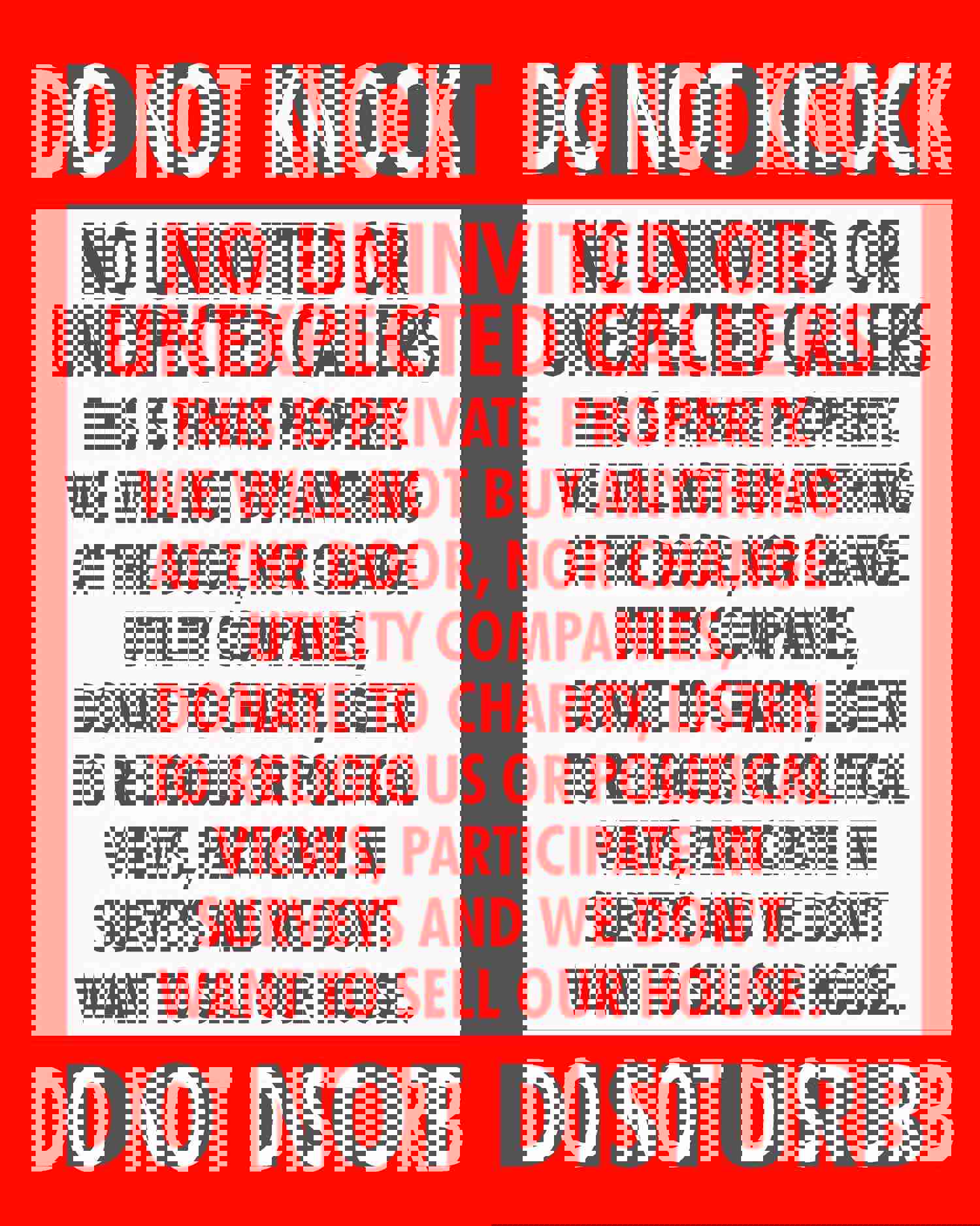 Do Not Knock-Do Not Disturb Funny No Soliciting Front Door Sign-8 x 10 Sarcastic Wall Art Print-Ready to Frame