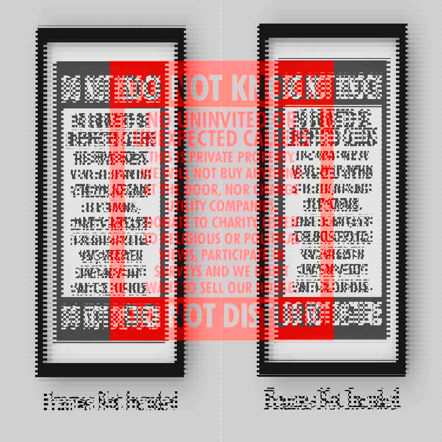 Do Not Knock-Do Not Disturb Funny No Soliciting Front Door Sign-8 x 10 Sarcastic Wall Art Print-Ready to Frame