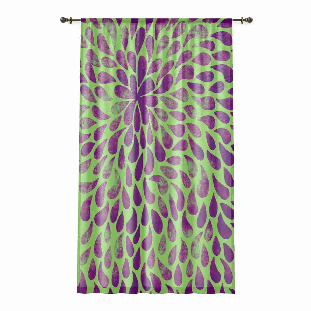 PETAL BURST GREEN - SHEER Window Curtain