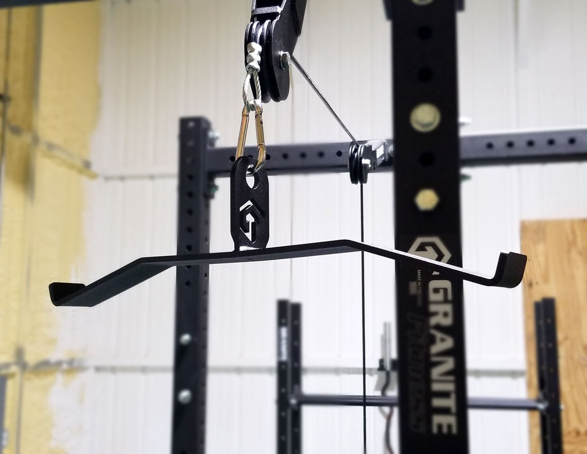 Granite Fitness Flat Push Down (Palm) Bar & Carabiner - Premium Cable Machine Attachment