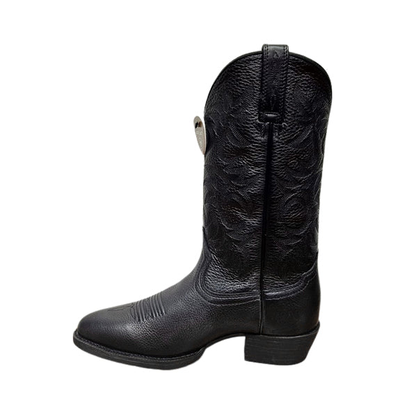 Ariat Mens Heritage R Toe Western Boot - Medium Black Deertan (Style: 10002218)