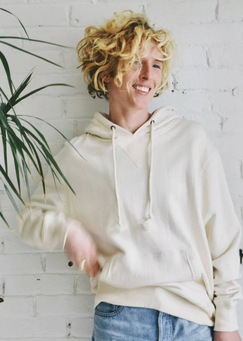Japanese Cotton Hoodie - Soft Off-White Sweatshirt