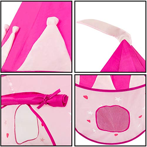FoxPrint Princess Castle Play Tent with Glow in The Dark Stars for Kids
