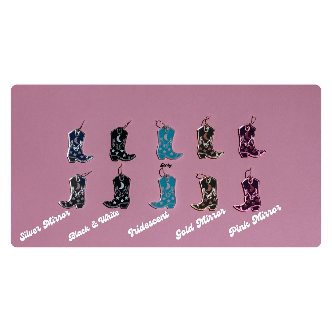 Cowgirl Boots: Silver Mirror Earrings