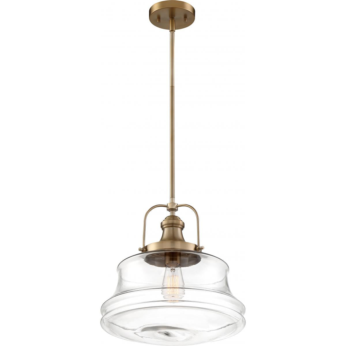 60-6757 BASEL 1 LIGHT PENDANT - Clear Glass with Burnished Brass Finish