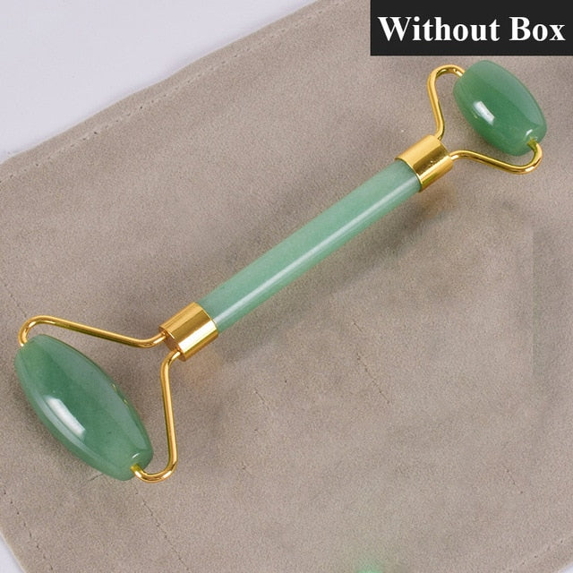 Rose Quartz Jade Roller - Natural Crystal Facial Massager for Skin Care & Beauty