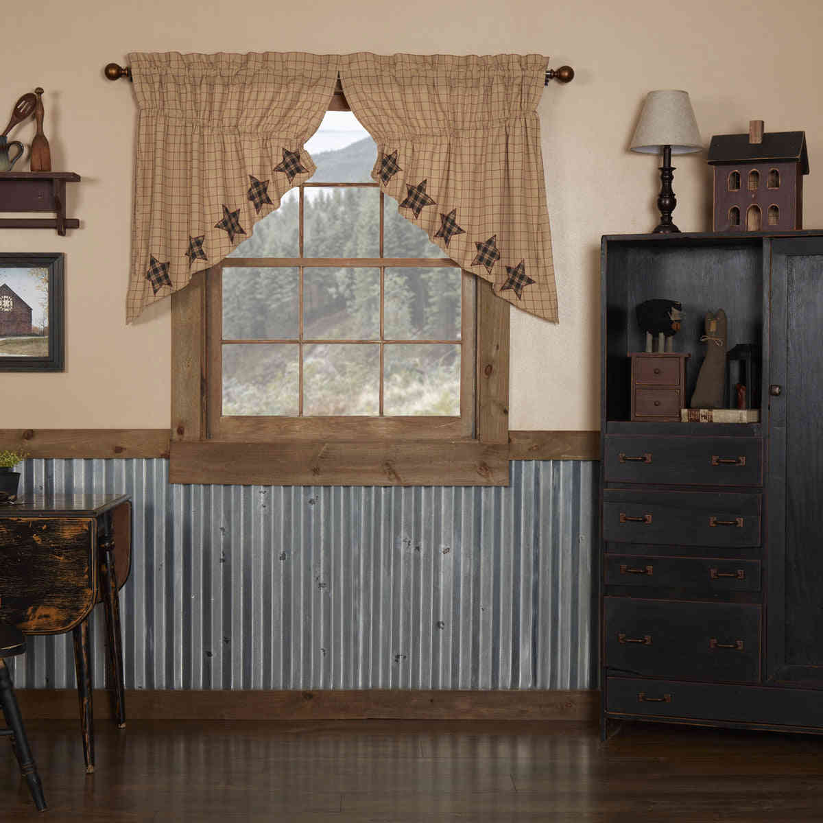 Bingham Star Prairie Swag Applique Star Set of 2 36x36x18