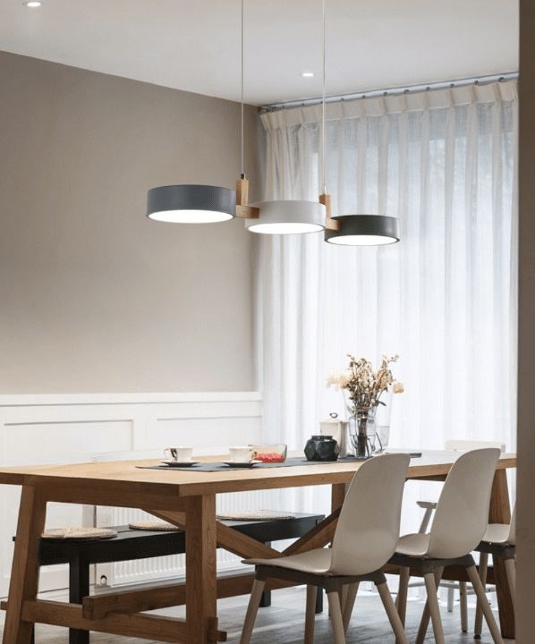 MIRODEMI® Nordic Natural Wood Chandelier with 3 Switchable Colors for Dining Room, Kitchen