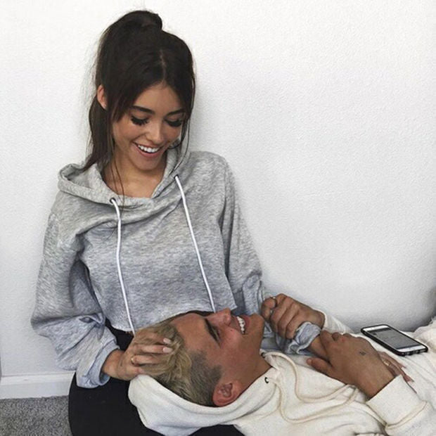 Fashion Crop Top Drawstring Long Sleeve Hoodie Shirt Top Tee