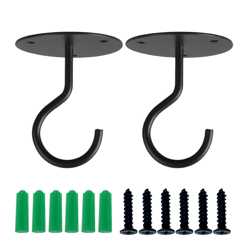 2Pcs Ceiling Swag Hook Metal Plant Bracket Wall Mount for Hanging Plants Black