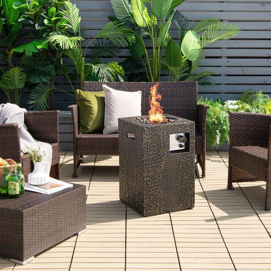 Costway 16" 30,000 BTU Square Outdoor Propane Fire Pit with Lava Rocks & Waterproof Black Cover