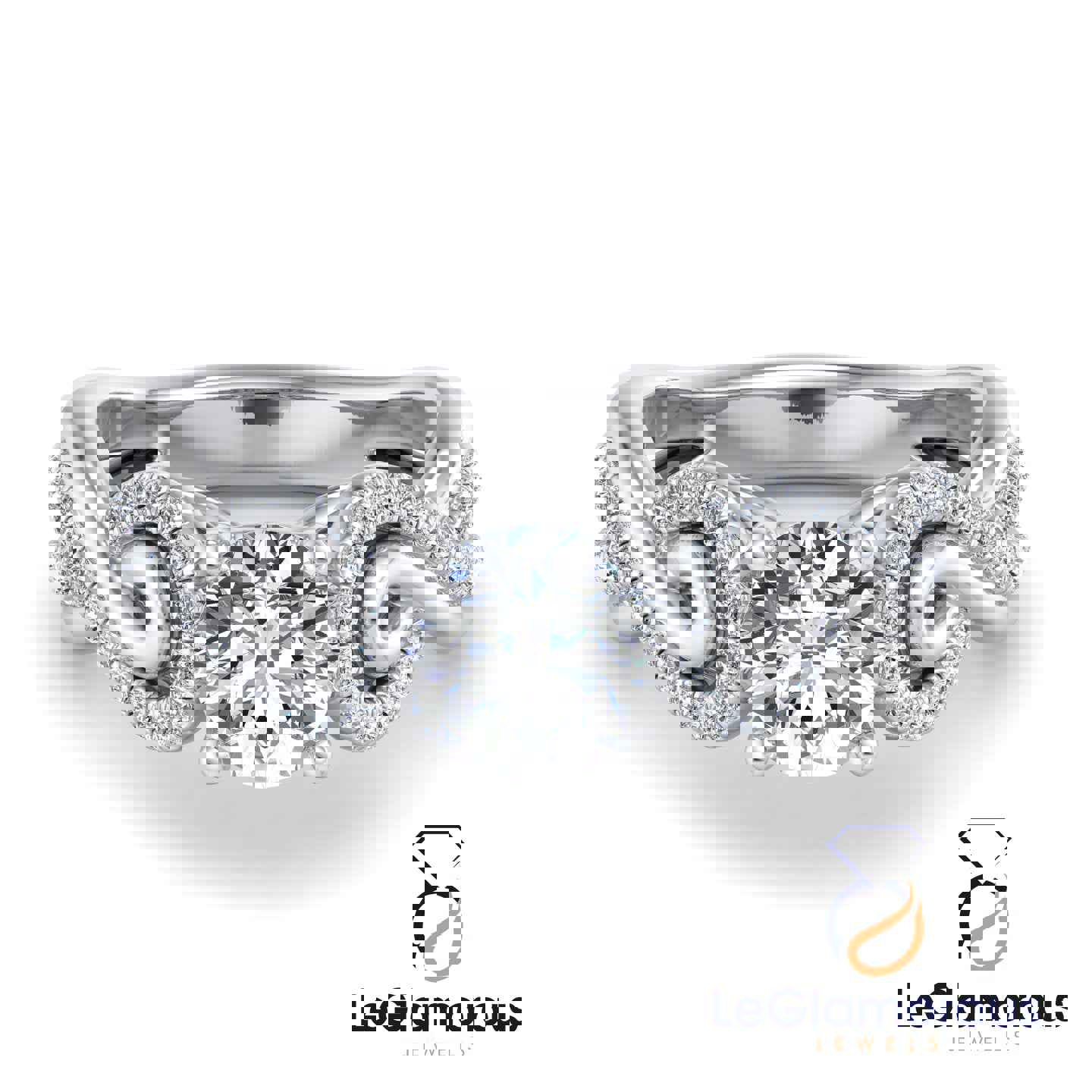 Round Cut Pave Style Lab Grown Diamond Engagement Ring - IGI Certified