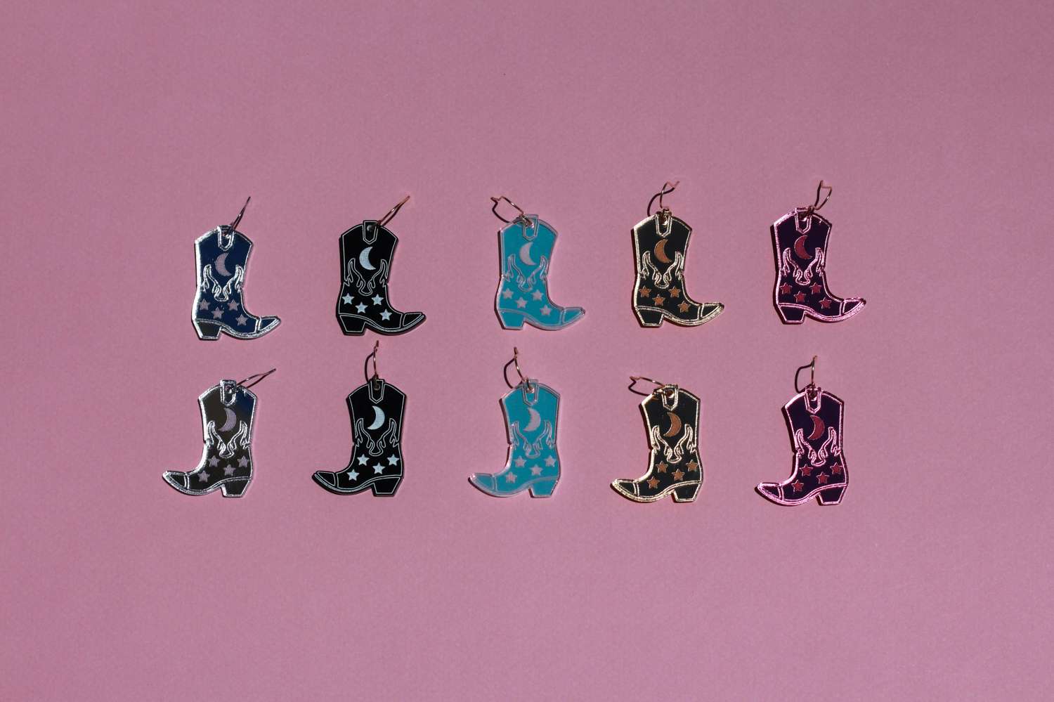 Cowgirl Boots: Silver Mirror Earrings