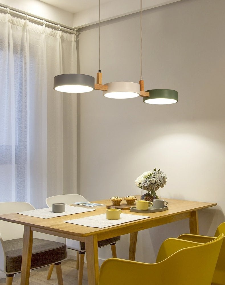 MIRODEMI® Nordic Natural Wood Chandelier with 3 Switchable Colors for Dining Room, Kitchen