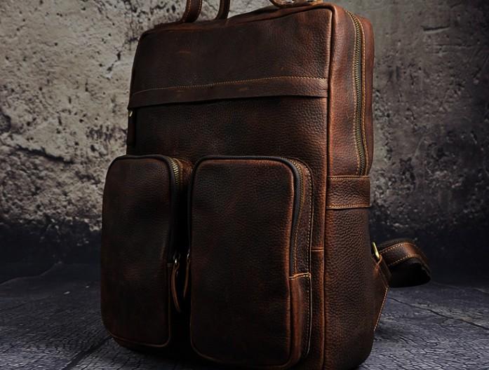 Cool Vintage Leather Backpack for Men - Durable Travel & School Backpack