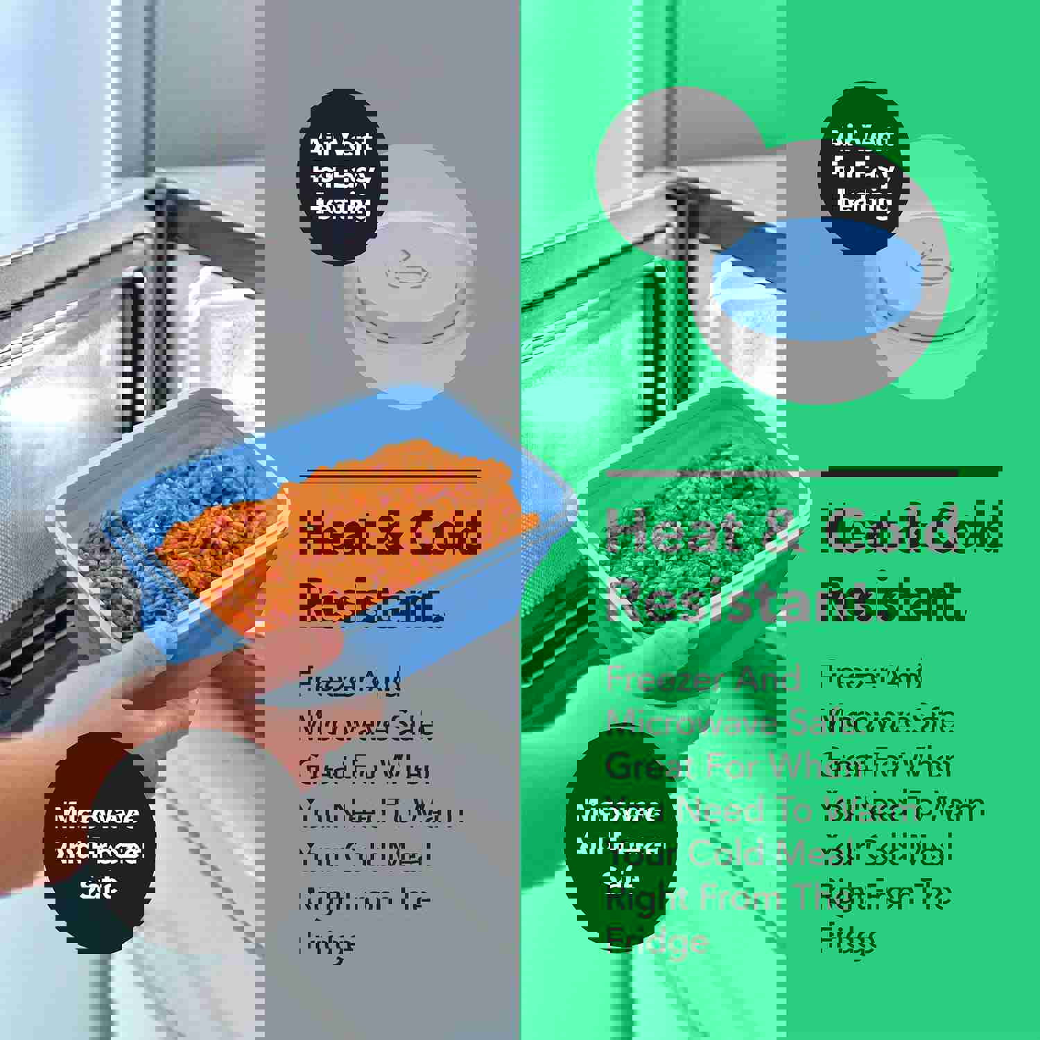 Vremi Silicone Food Storage Containers - Microwave, Freezer, and Dishwasher Safe