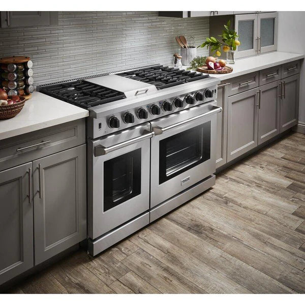 Thor Kitchen Package - 48 in. Gas Range, Range Hood, Refrigerator, Dishwasher, Ice Maker