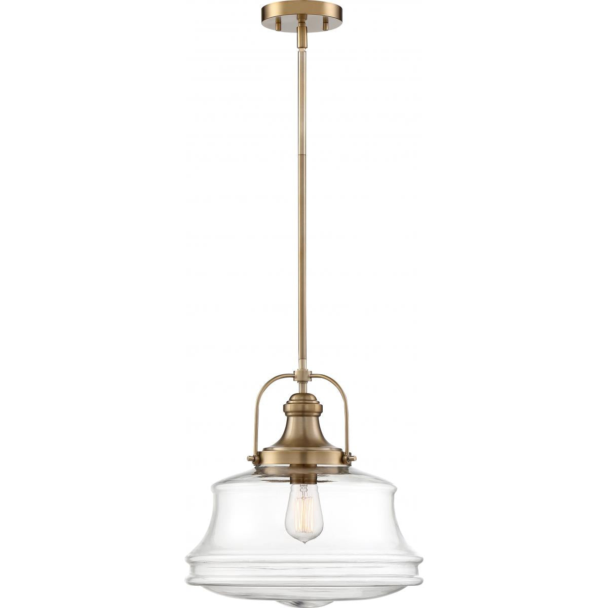 60-6757 BASEL 1 LIGHT PENDANT - Clear Glass with Burnished Brass Finish