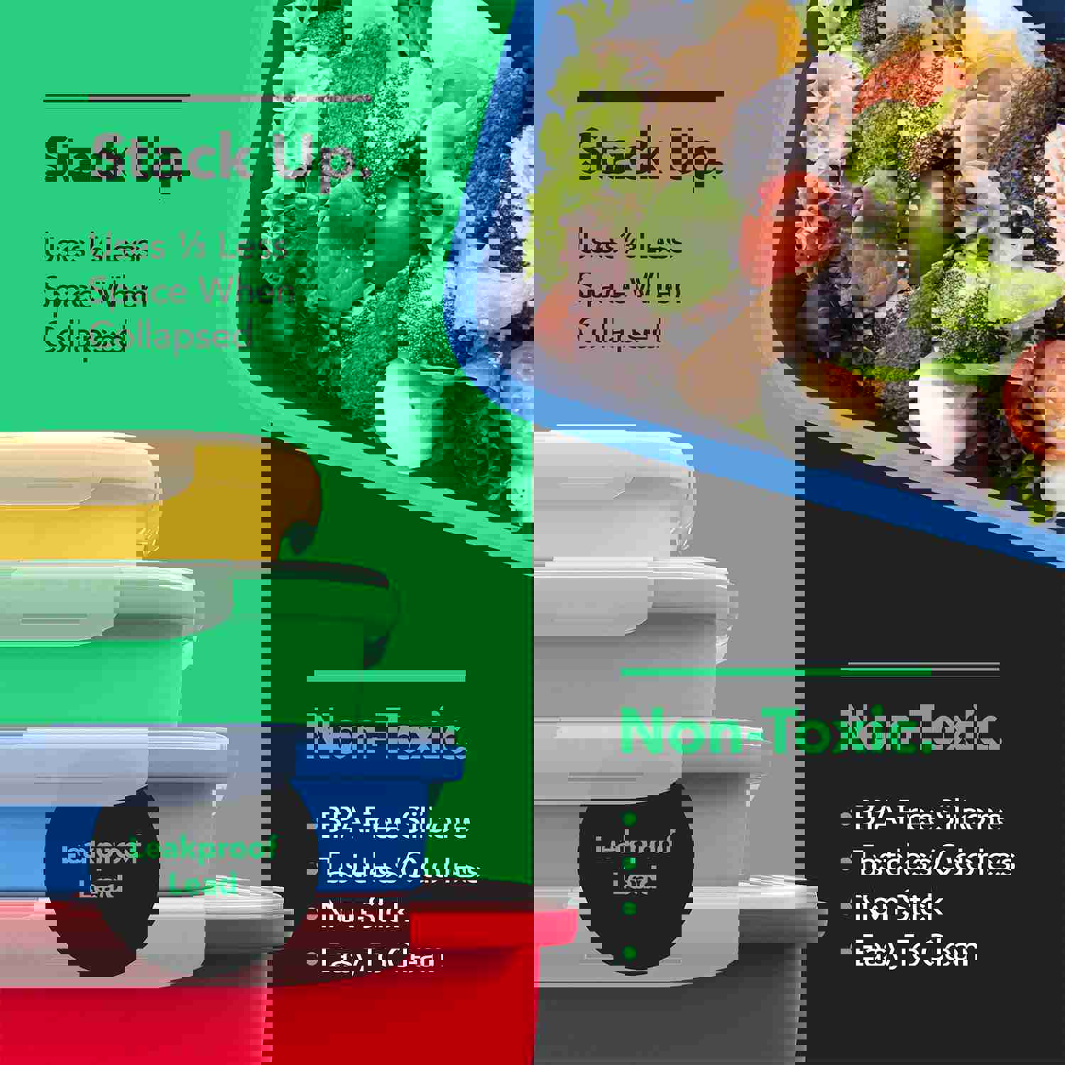 Vremi Silicone Food Storage Containers - Microwave, Freezer, and Dishwasher Safe