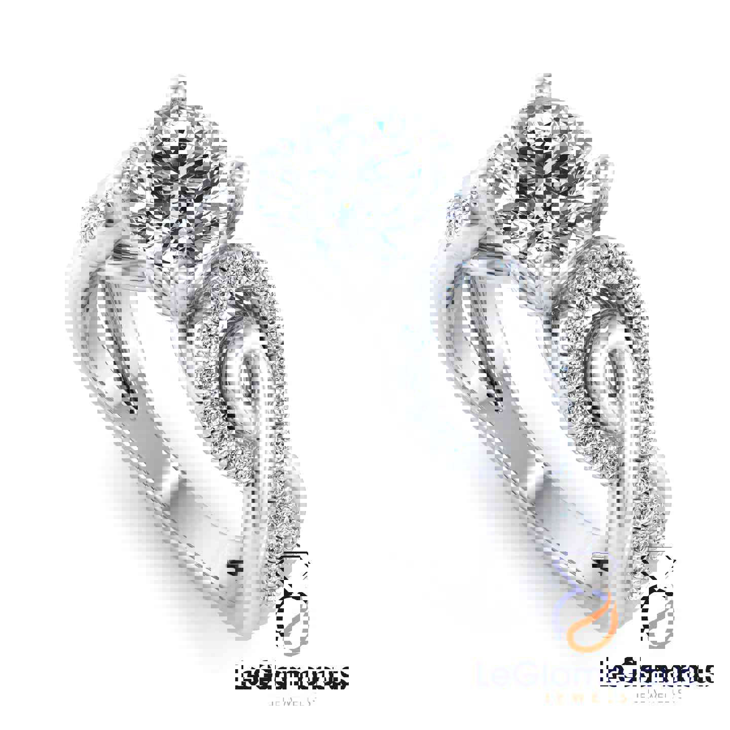 Round Cut Pave Style Lab Grown Diamond Engagement Ring - IGI Certified