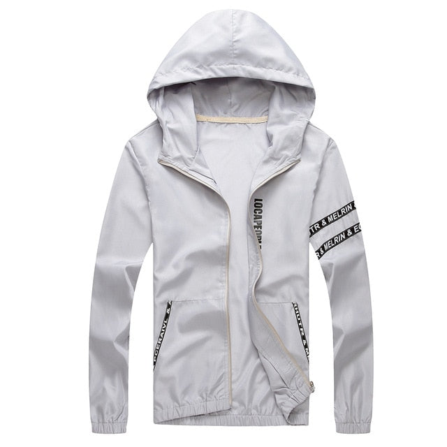 Men's Summer Windbreaker Jacket - Sun Protection, Hooded, Lightweight for Sports & Cycling