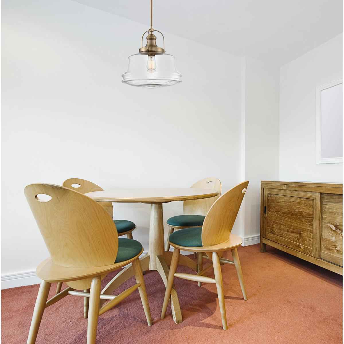 60-6757 BASEL 1 LIGHT PENDANT - Clear Glass with Burnished Brass Finish