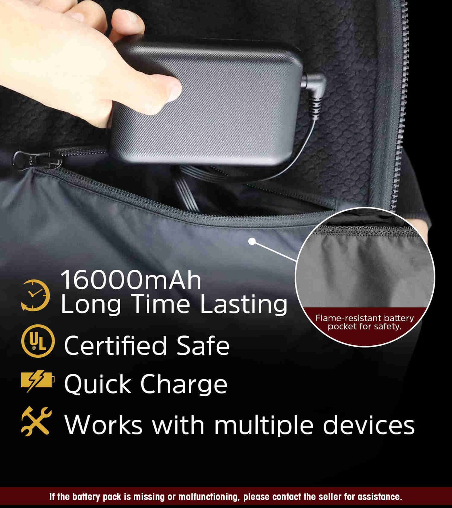 Tourgo Grey Battery Heated Work Jacket for Men - 12V 16000mAh Battery for Outdoor Work and Activities