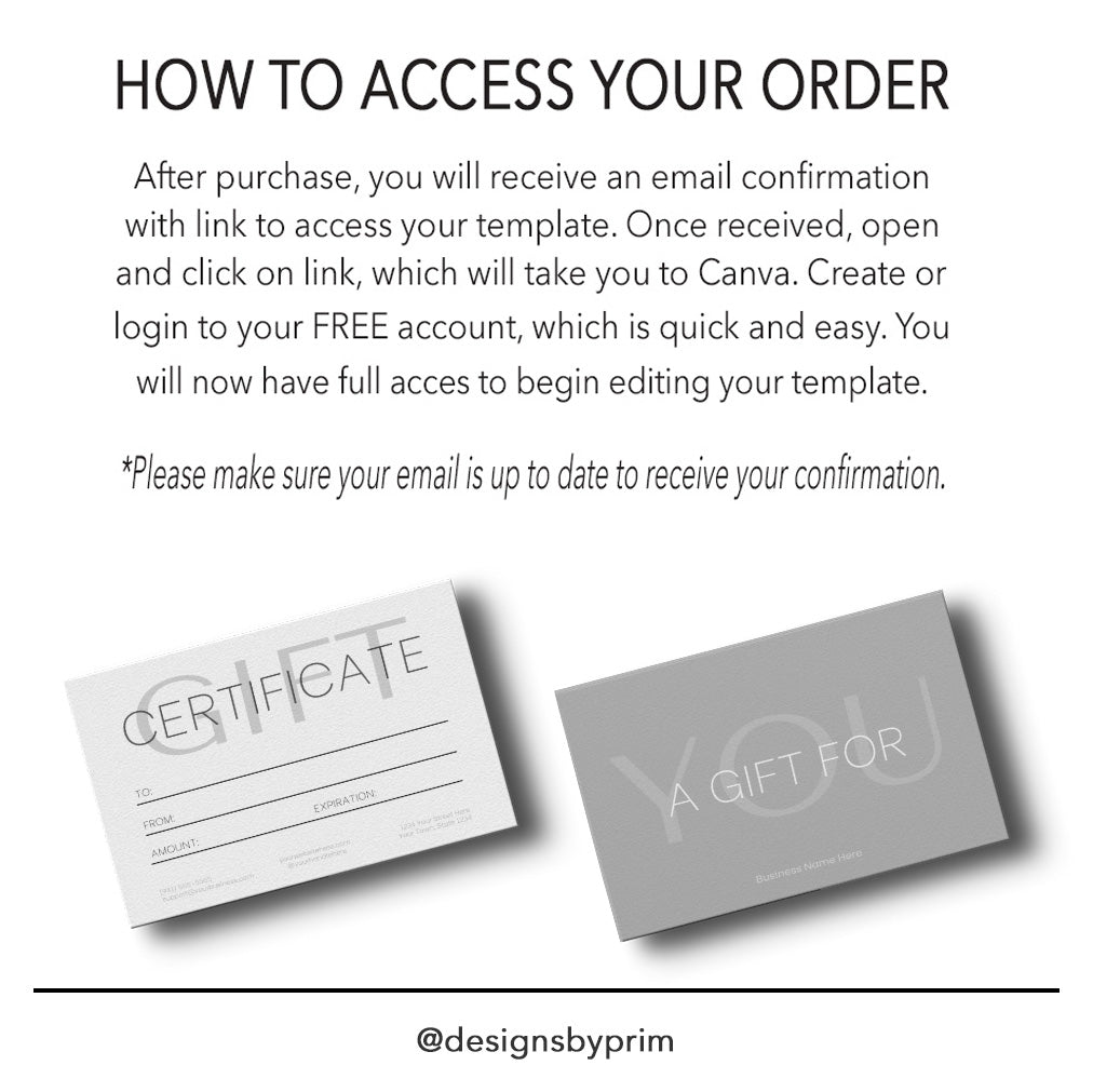 Simply Modern Gift Certificate Template - Editable Business Card for Health, Beauty, and Hair Businesses