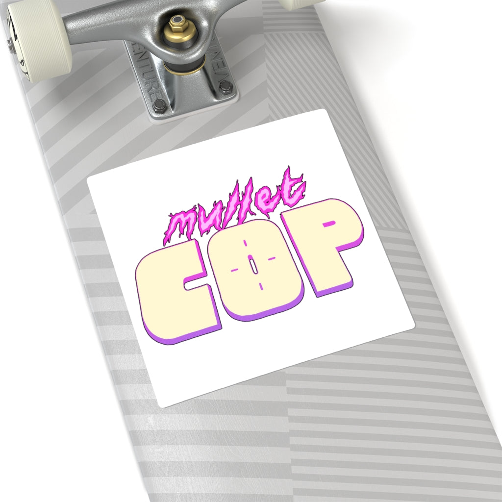 Mullet Cop (Logo Design) - Square Stickers