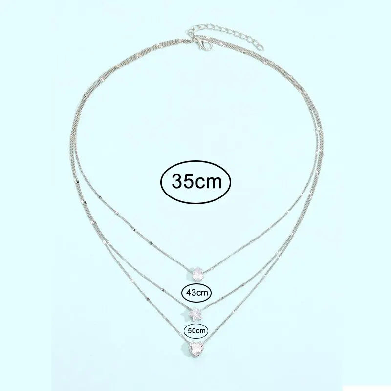 3 Pcs Gold-Color Simple Multilayered Pendant Necklace For Girls Women