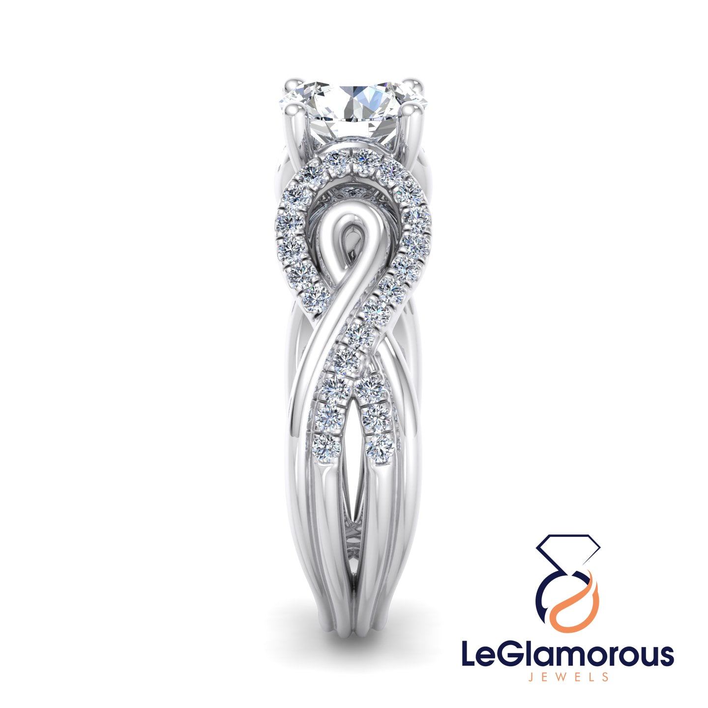 Round Cut Pave Style Lab Grown Diamond Engagement Ring - IGI Certified