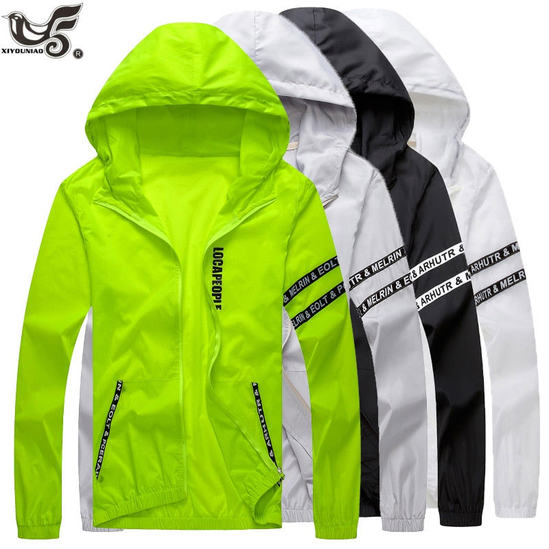 Men's Summer Windbreaker Jacket - Sun Protection, Hooded, Lightweight for Sports & Cycling