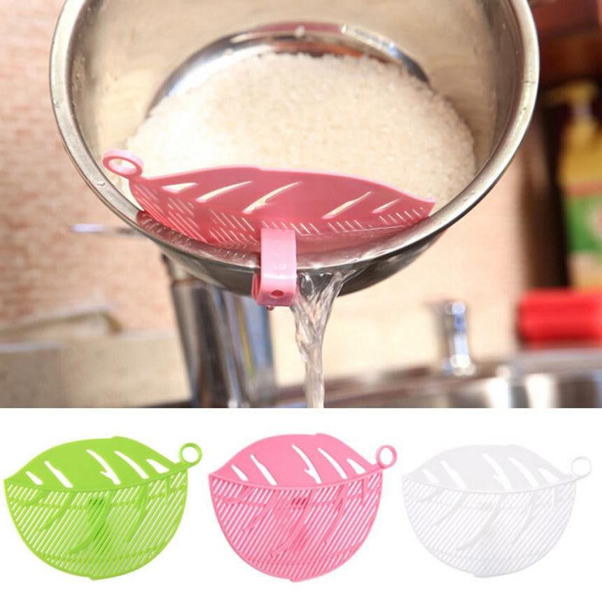 1PC Durable Clean Leaf Shape Rice Wash Sieve Kitchen Tool